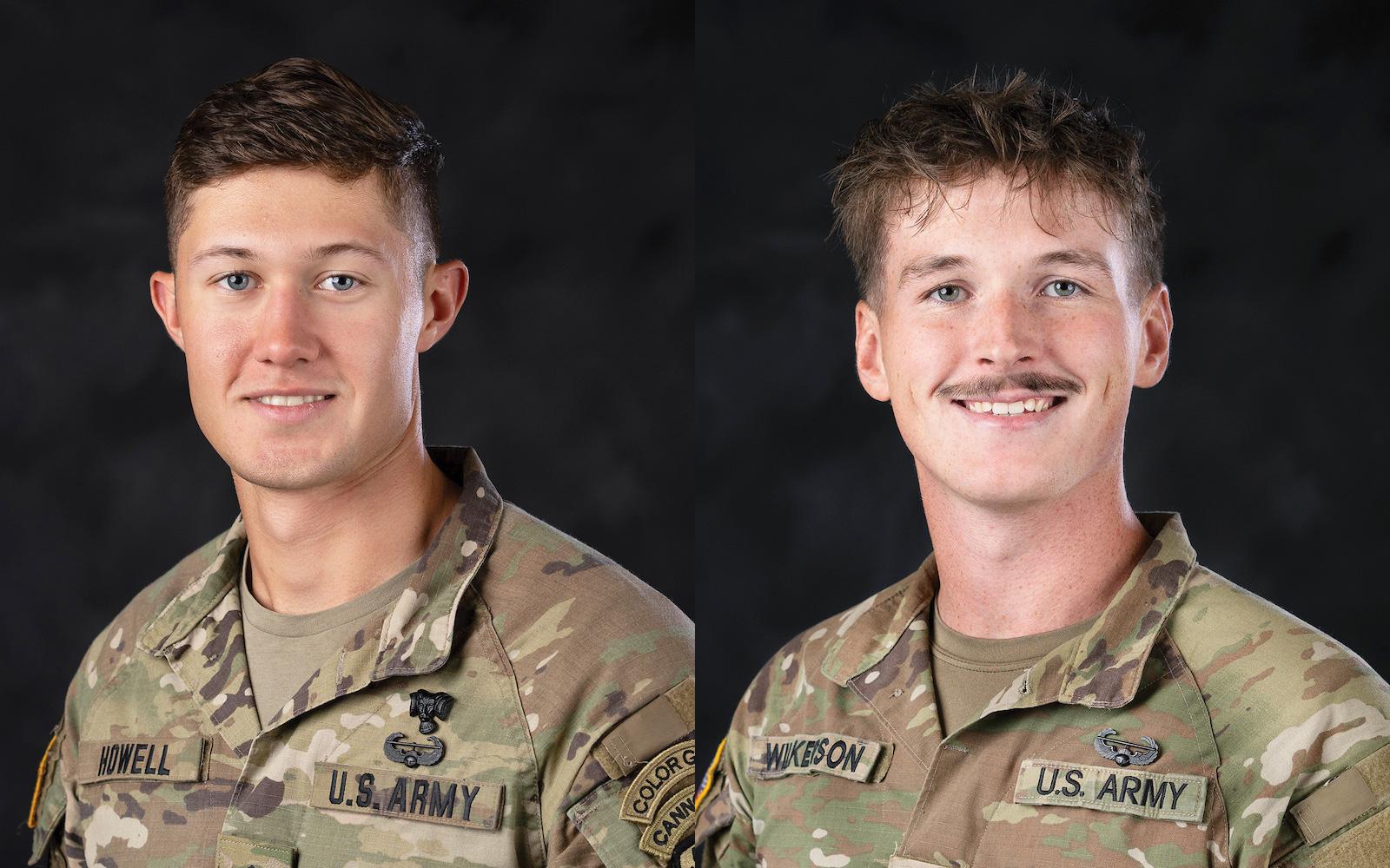 two young men in army uniform composite