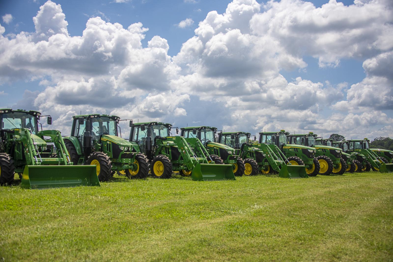 tractors in a field