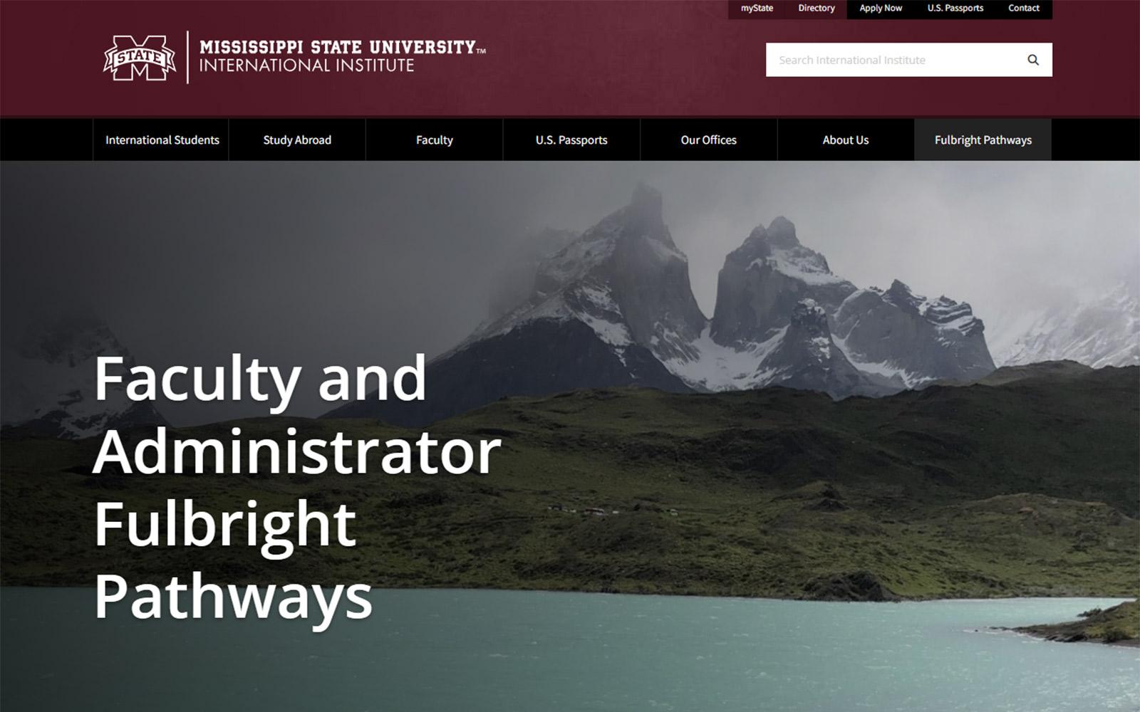 A screenshot of the MSU Fulbright Pathways website