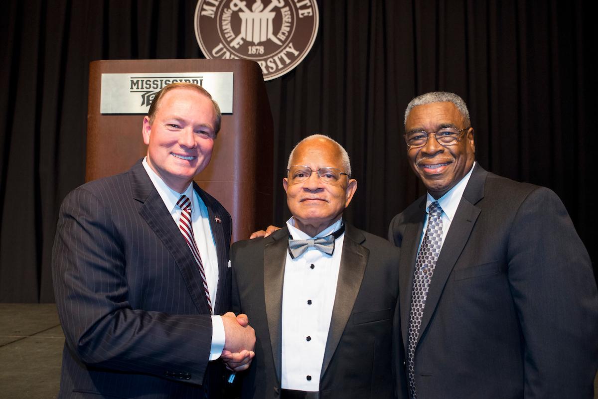 MSU president Mark Keenum with Dr. Richard Holmes and Dr. Dolphus Weary